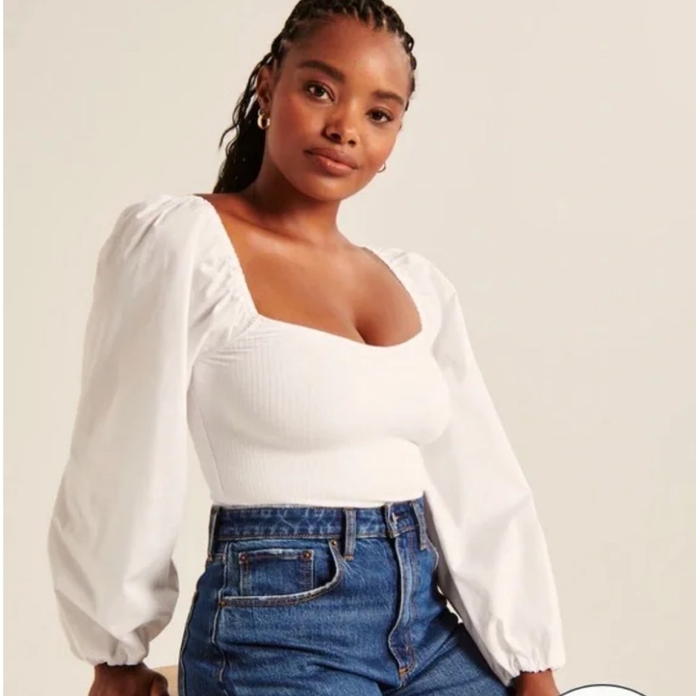 Abercrombie & Fitch White Puff Sleeve Blouse